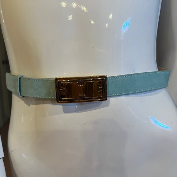 Escada Accessories - VINTAGE ESCADA SUEDE GOLD SILVER HARDWARE SIZE 34 MINT GREEN